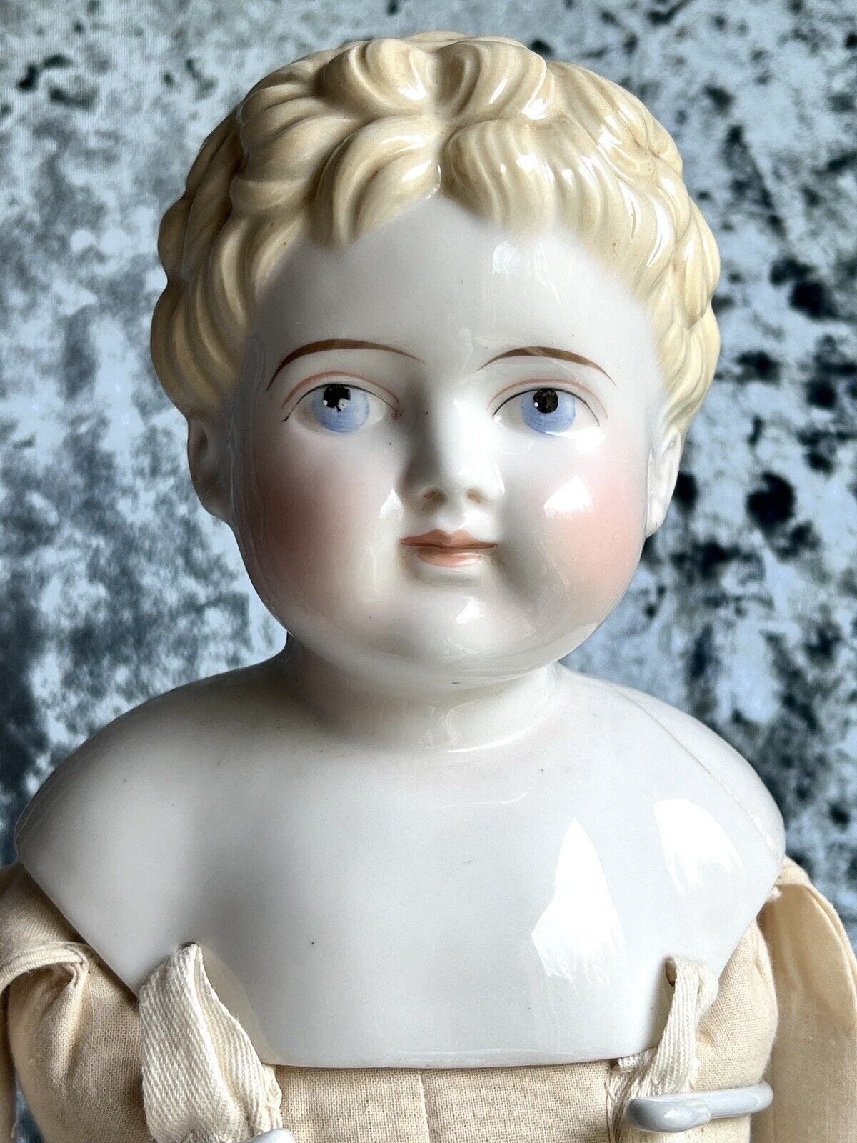 Large Antique German 26” Exposed Ears China Shoulder Head Boy Doll