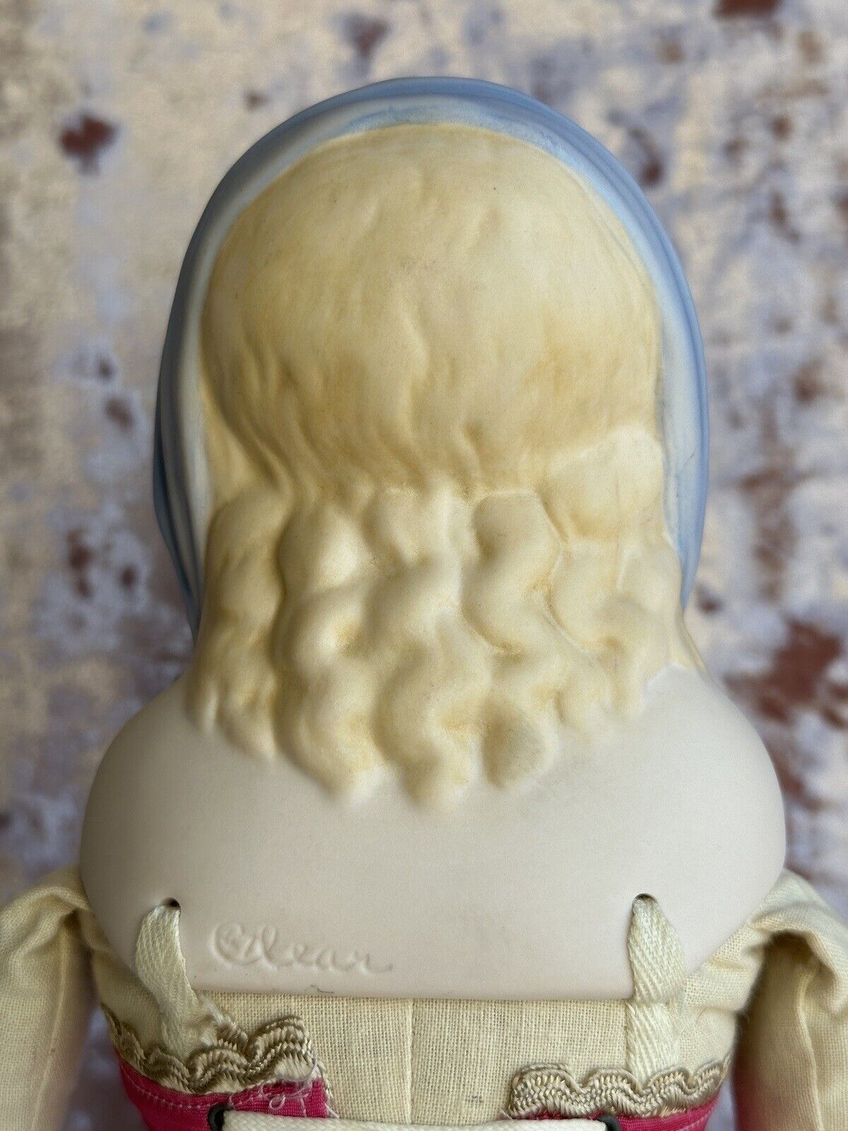 Vintage Emma Clear Queen Louise Blue Scarf Parian Lady Bisque Doll Glass Eyes