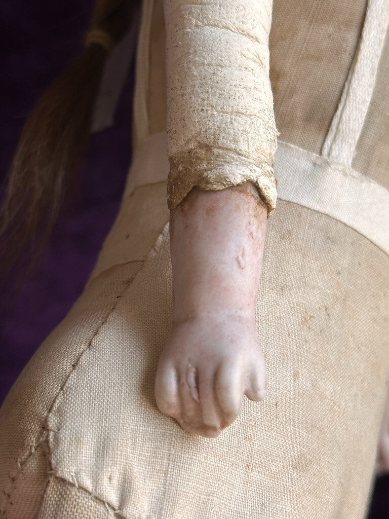 Antique German 14.5" Unmarked Kling/ABG Solid Bisque Shoulder Head Fashion Doll