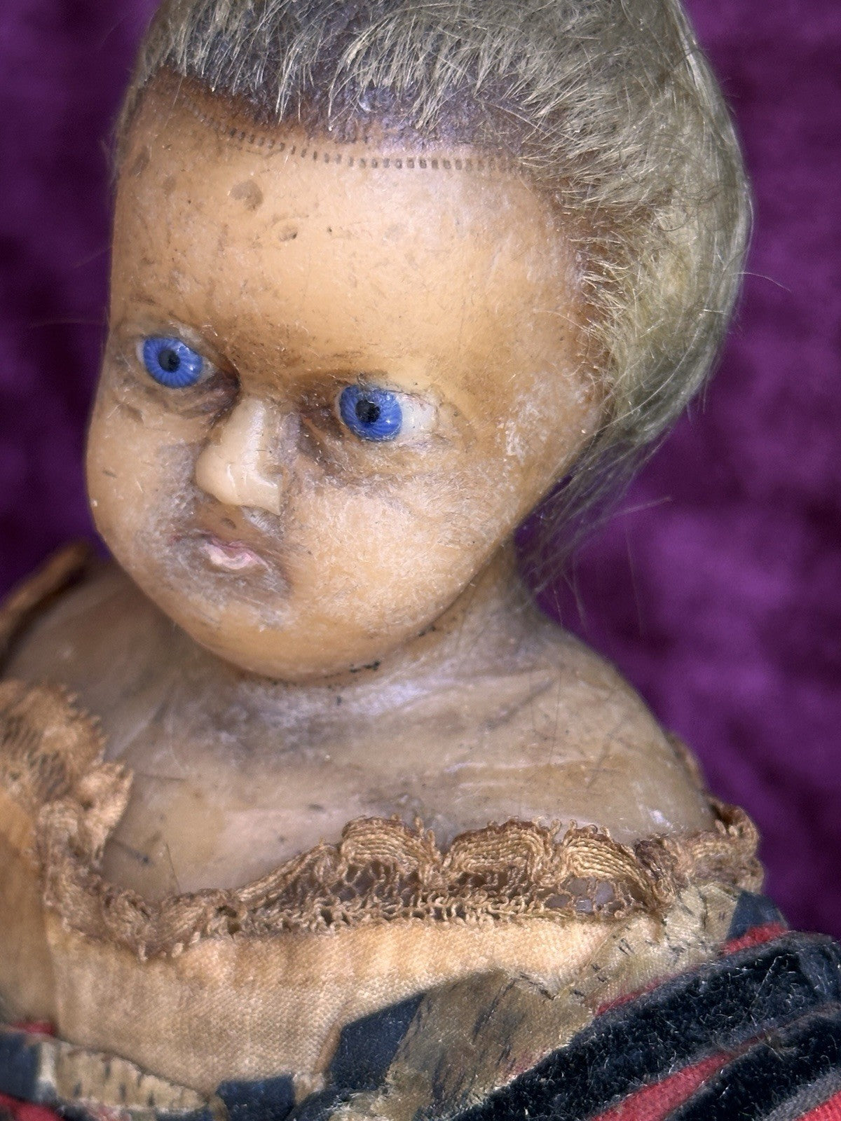 Early Antique English Pierotti 13.5” Wax Fashion Doll