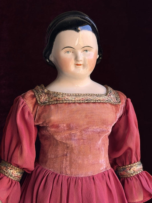 Vintage 19.5” Reproduction of Antique German Alice Hairdo China Head Doll