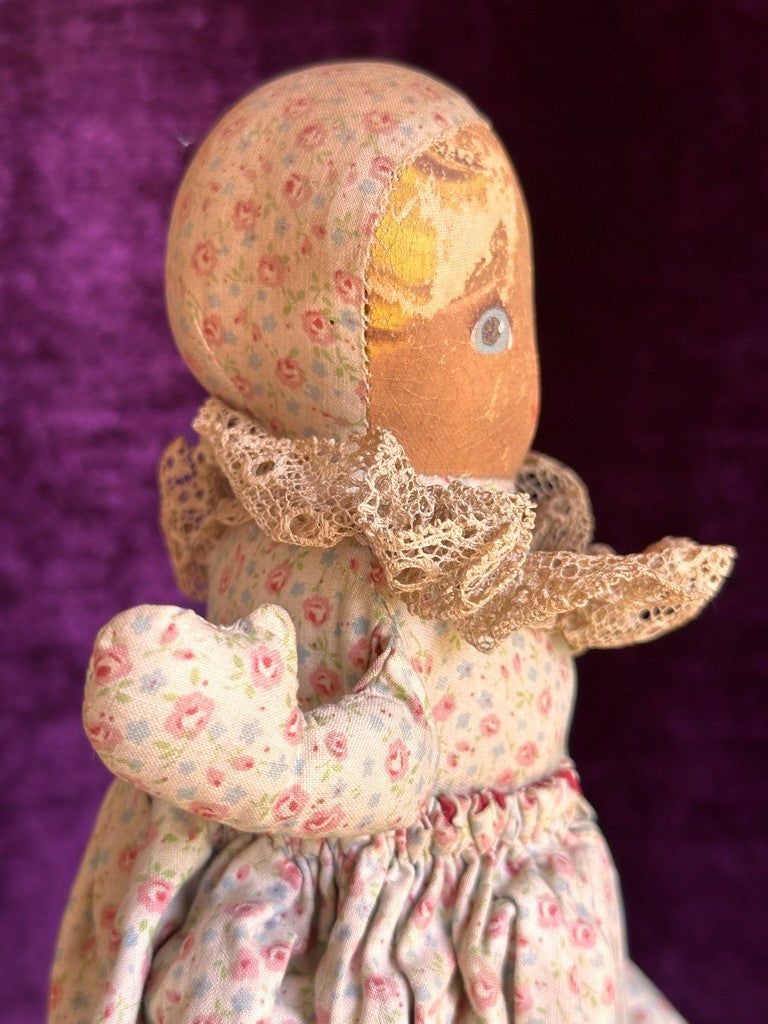 Vintage American 9" Topsy Turvy Belindy Cloth Painted Doll