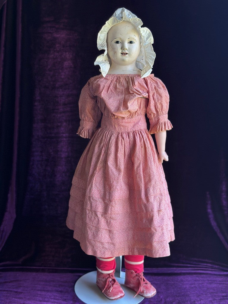 Large Antique French Andreas Voit Pauline 28" Papier Mache Doll