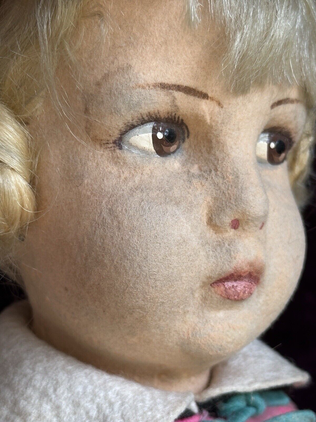 Large Vintage Early Italian 23” Lenci 109 Series Felt Cloth Girl Doll