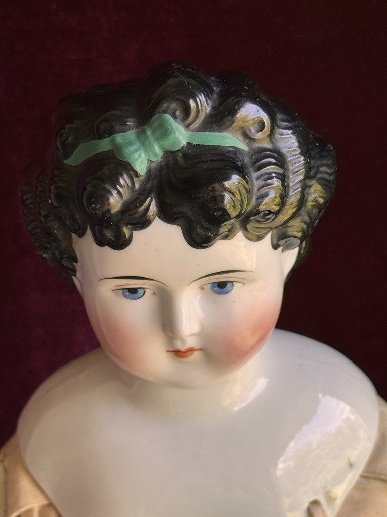 Large Antique German 26” Dolly Madison China Shoulder Head Doll