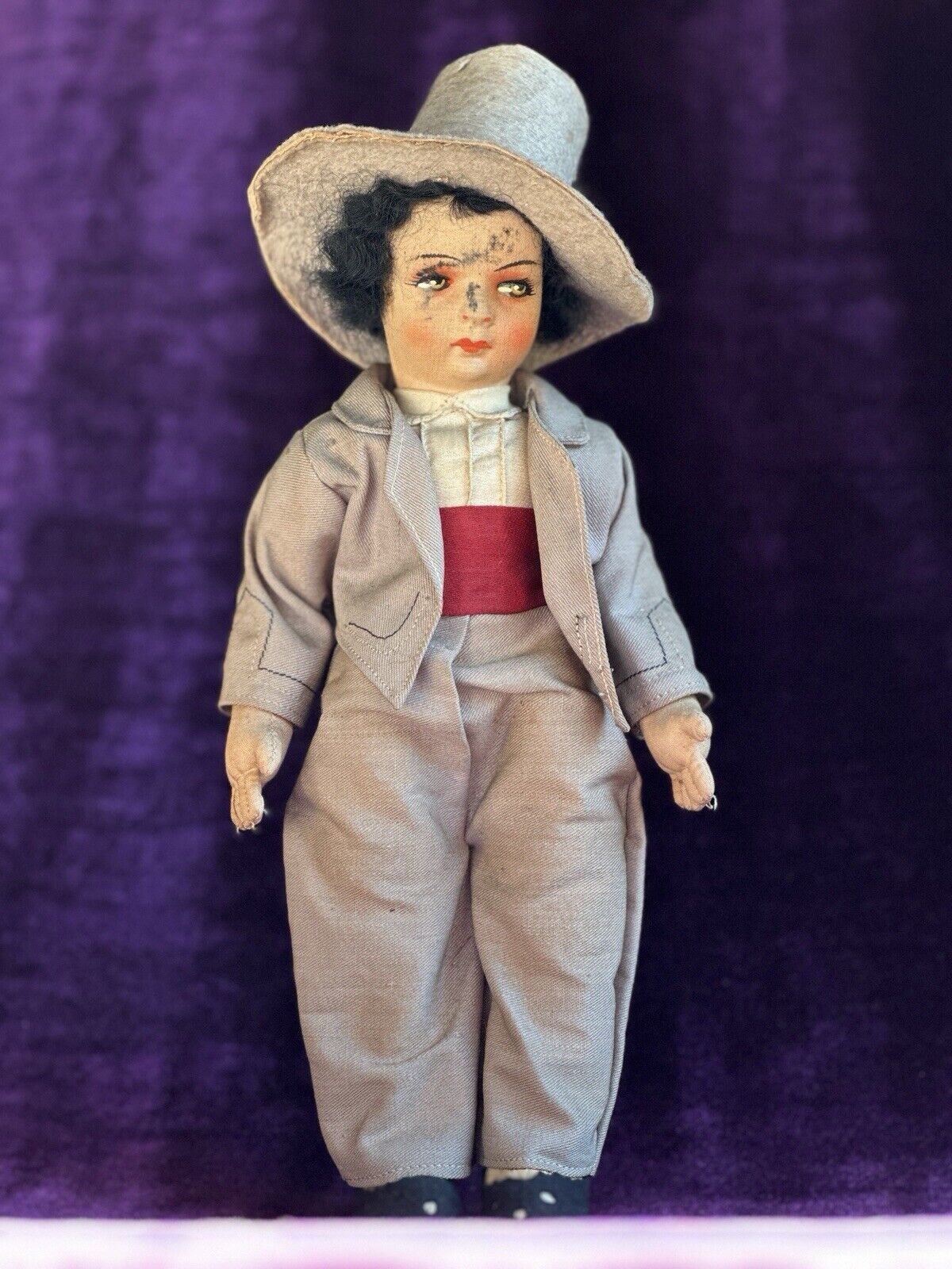 All Original Vintage Early Spanish 10.5” Munecas Pages Hard Mask Cloth Doll