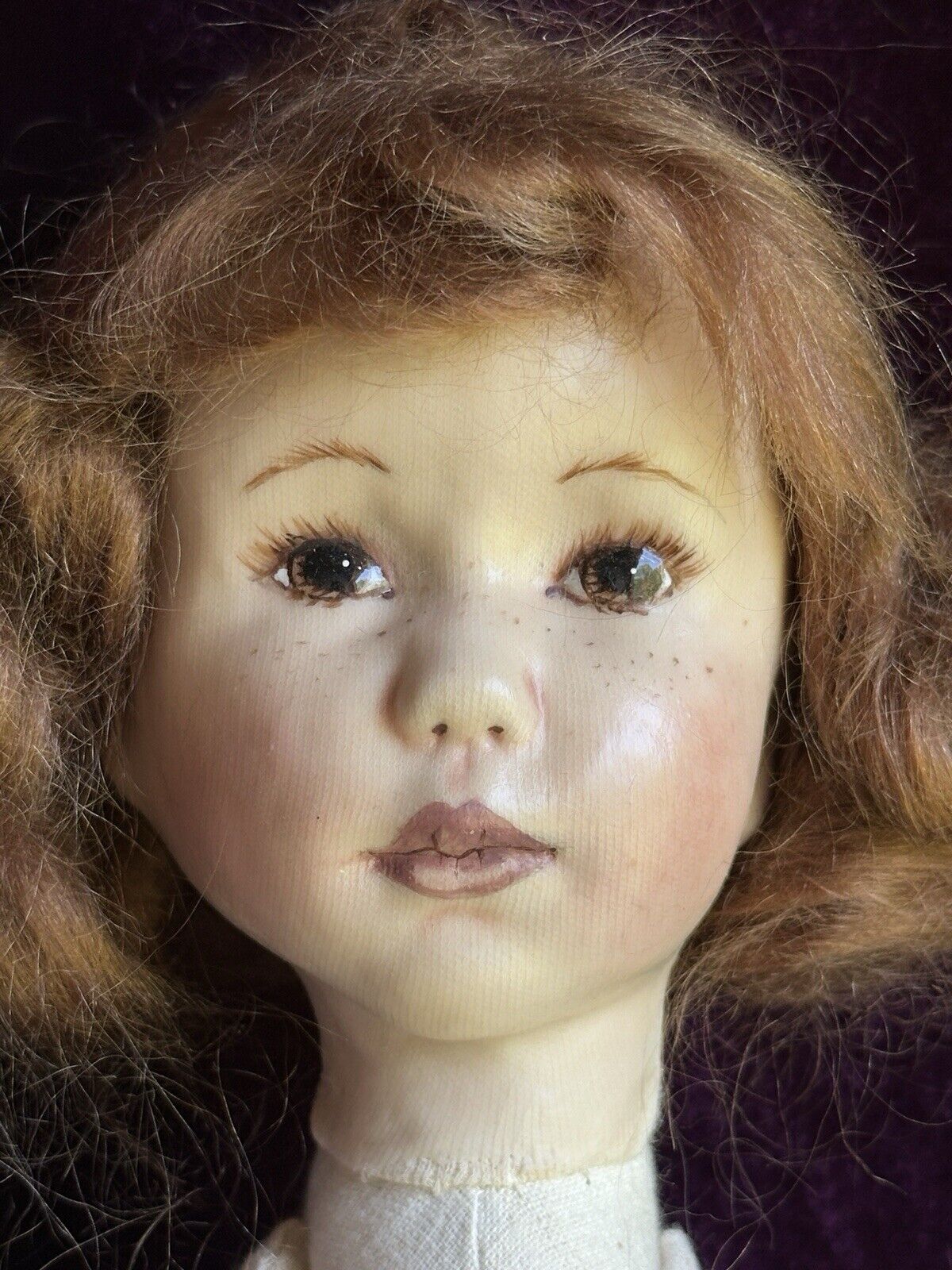 Collectible OOAK (?) Signed by Artist Linda Murray Shellcloth Cloth Girl Doll