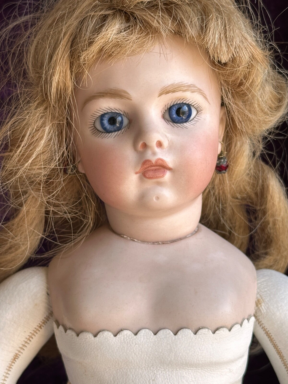 Vintage 15” Artist Reproduction of Antique French Bru Jne Porcelain Leather Doll
