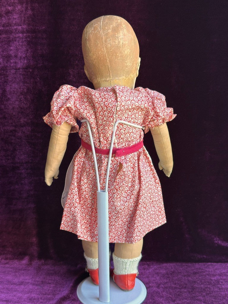 Early Antique German 17.5” Kathe Kruse Type I Cloth Rag Doll Wide Hips