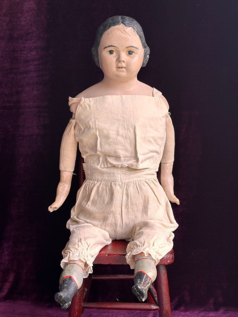 Antique American 26.5” Pre-Greiner Papier Mache Doll
