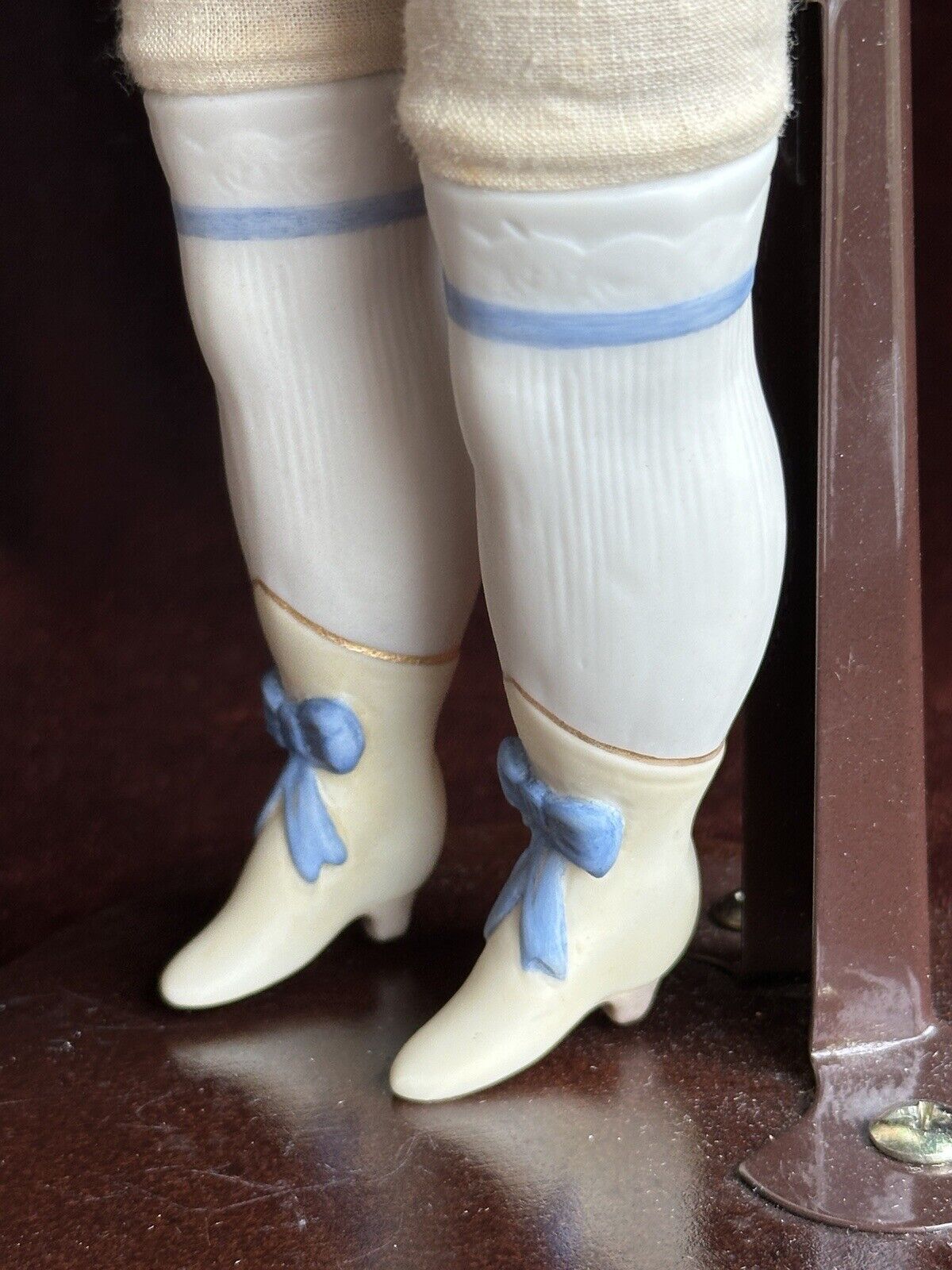 Antique German Hertwig 14” Molded Hat Parian Bisque Shoulder Head Doll