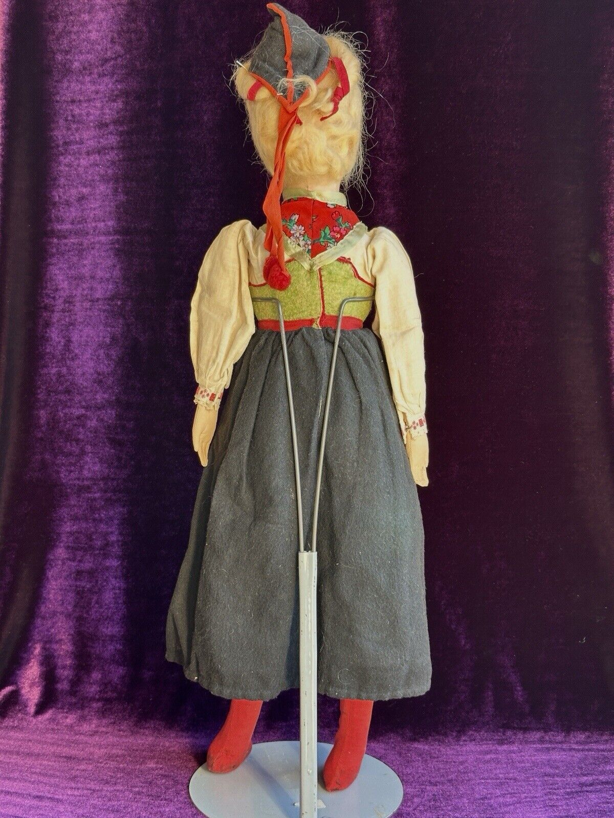 Antique European 24” Cloth Boudoir Style Greta Doll Made In Sweden