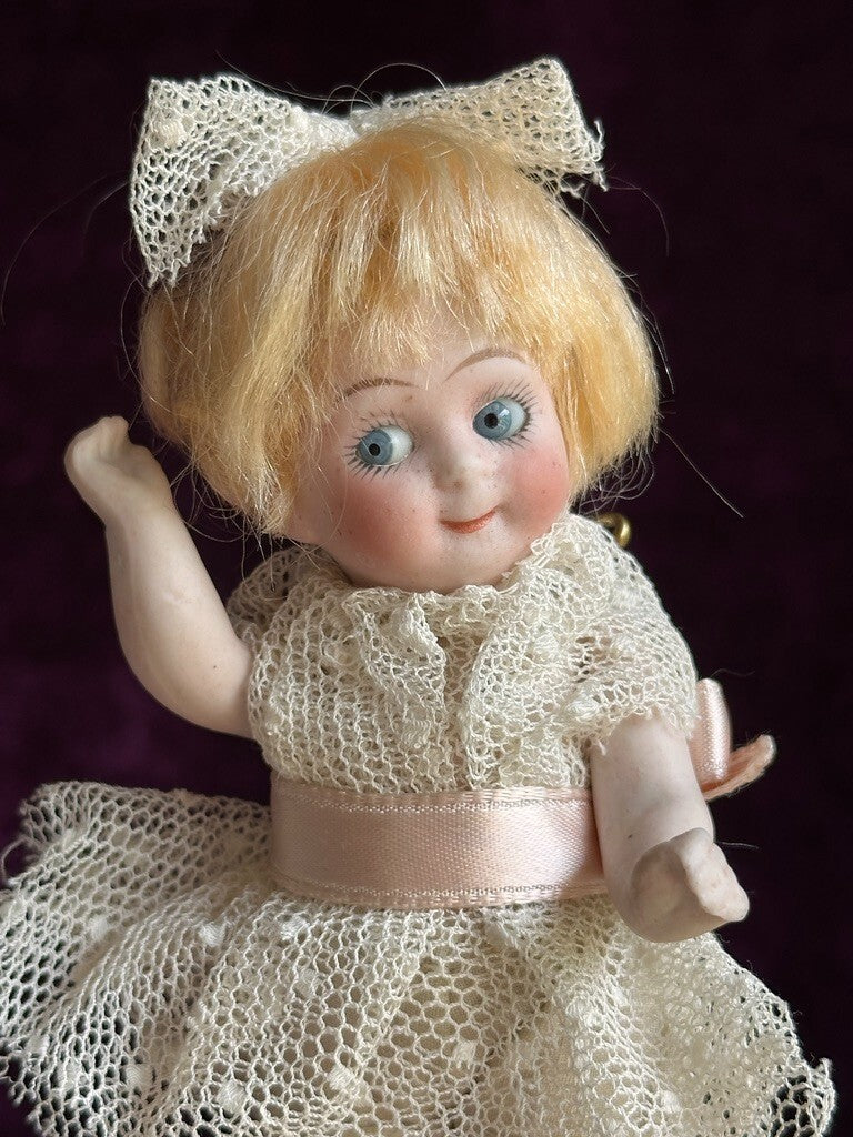 Antique German 4.5” Kestner 292 All Bisque Googly Eyes Doll
