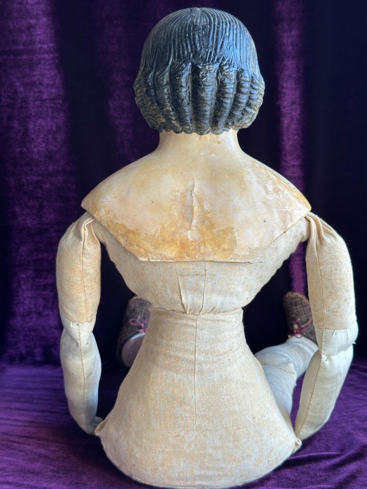 Huge 32” Antique American Greiner Covered Wagon Papier Mache Doll