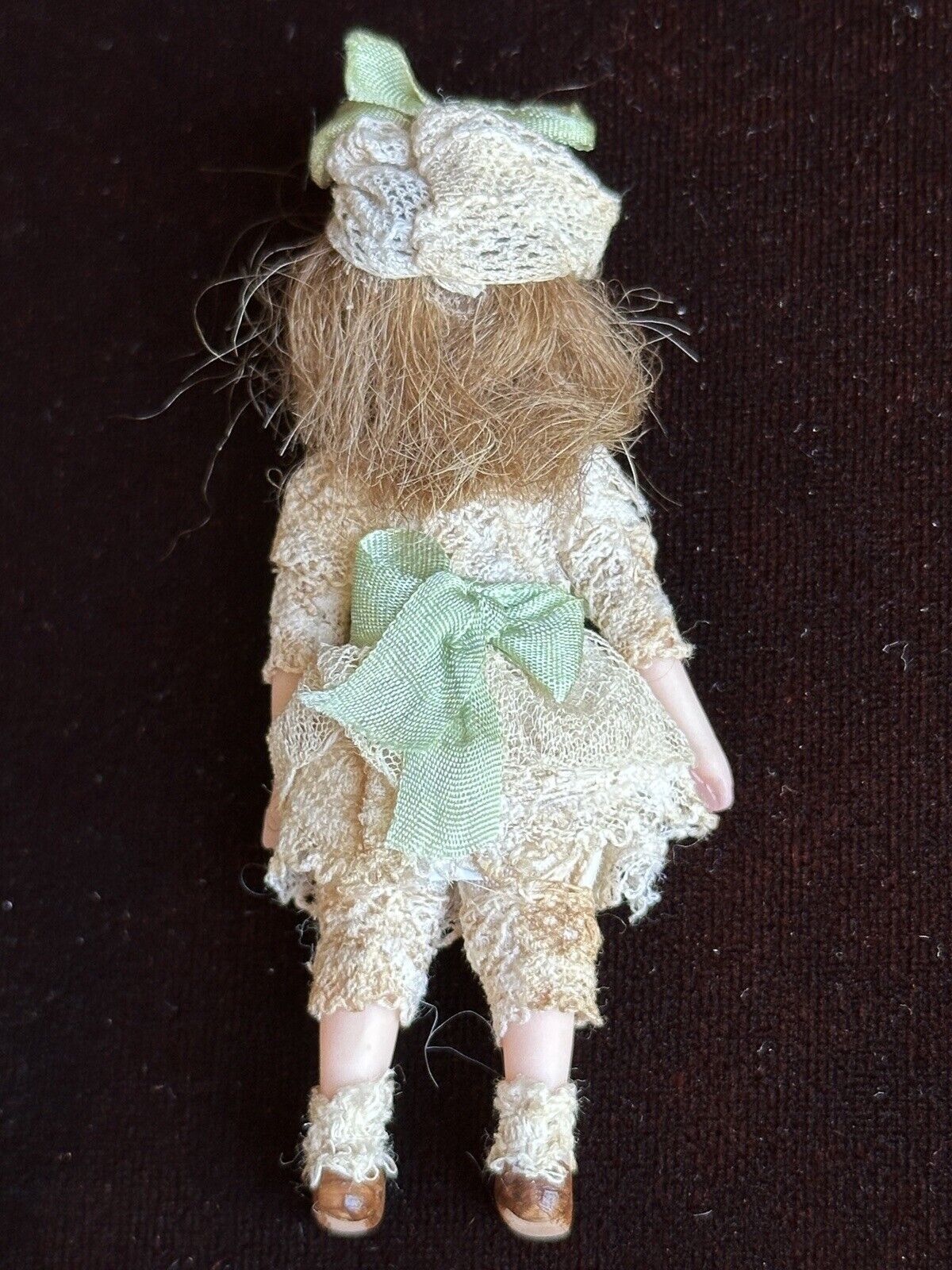 Artist Signed 3” Polymer Clay (?) Miniature Dollhouse Doll with Accessories