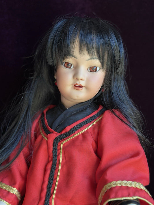 Vintage 21.5” Porcelain Repro. of Antique German Simon Halbig 1129 Oriental Doll