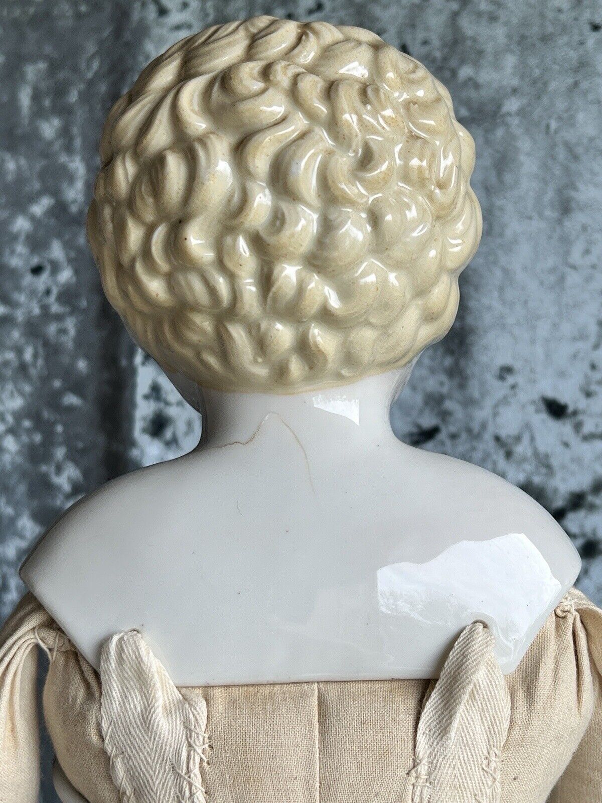 Large Antique German 26” Exposed Ears China Shoulder Head Boy Doll