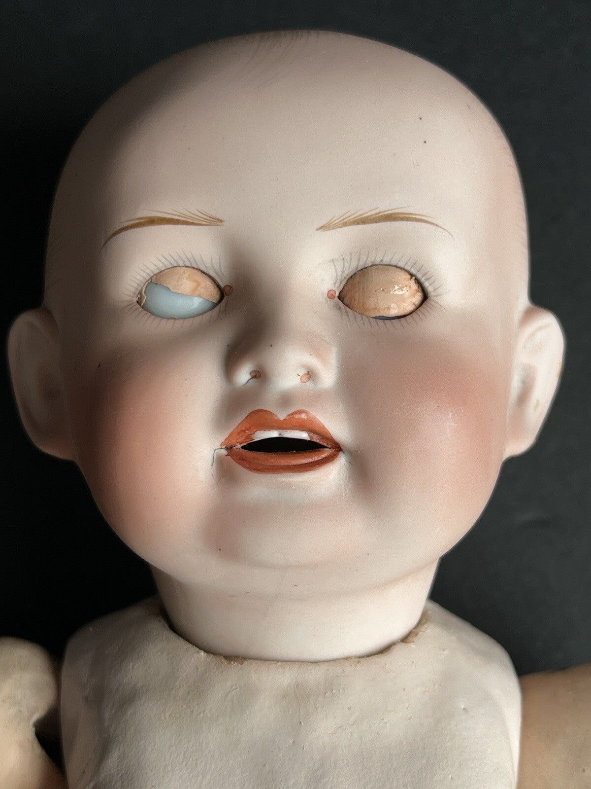 Antique Japanese 14” Yamato Nippon Bisque Solid Dome Head Baby Doll