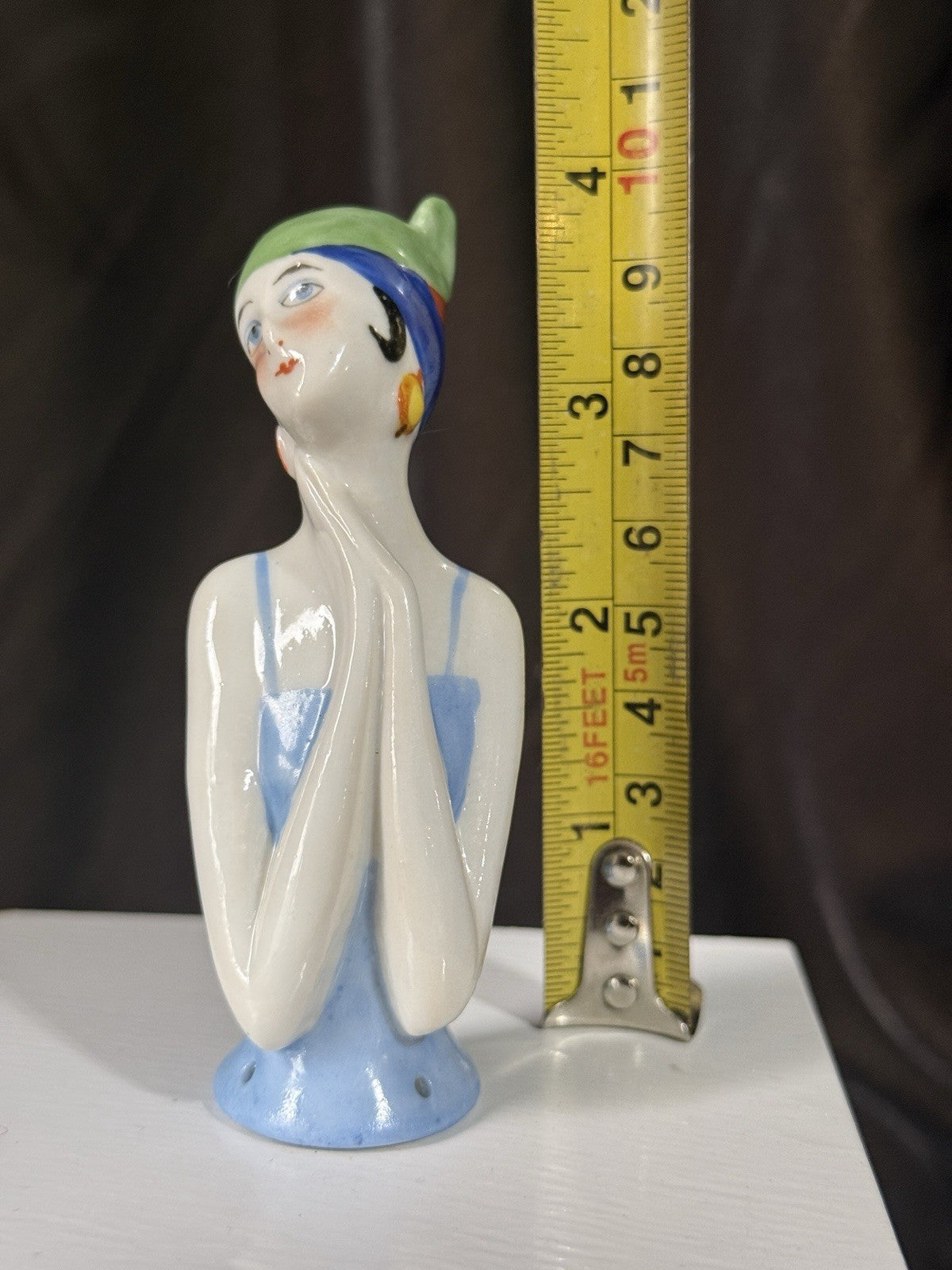 Antique German Art Deco Flapper Pin Cushion 4” Half Doll