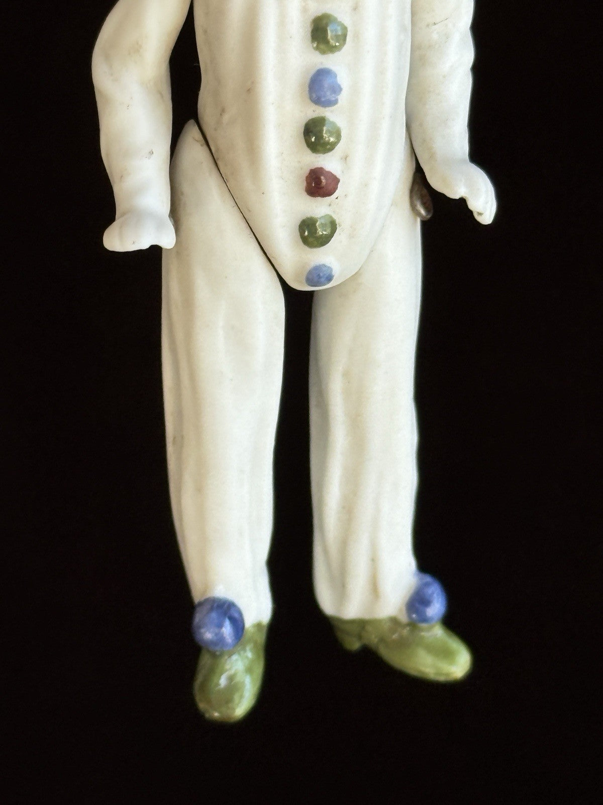 Antique German Miniature 4.25” All Bisque Jester Doll