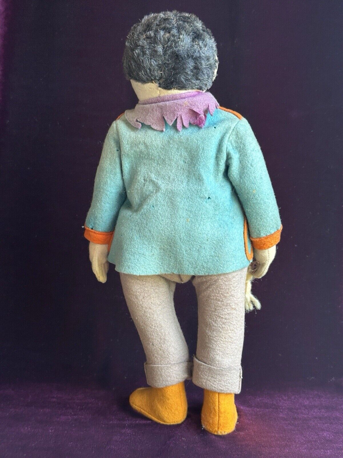 Rare Antique Italian Early Lenci 13.5" Whimsical Character Doll Metal Button