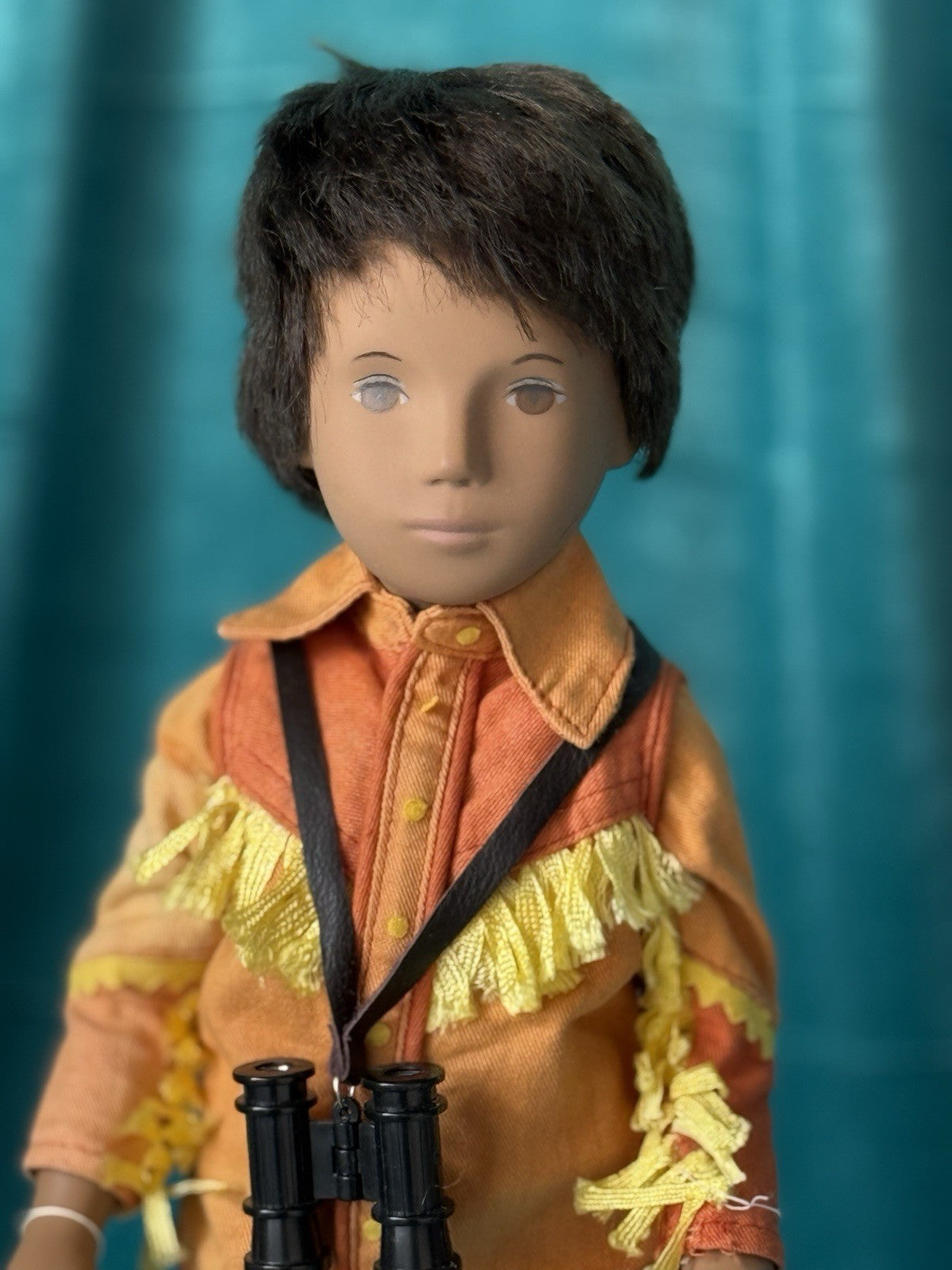 Collectible England Vinyl Brunette Gregor Boy Doll; Native American New Outfit