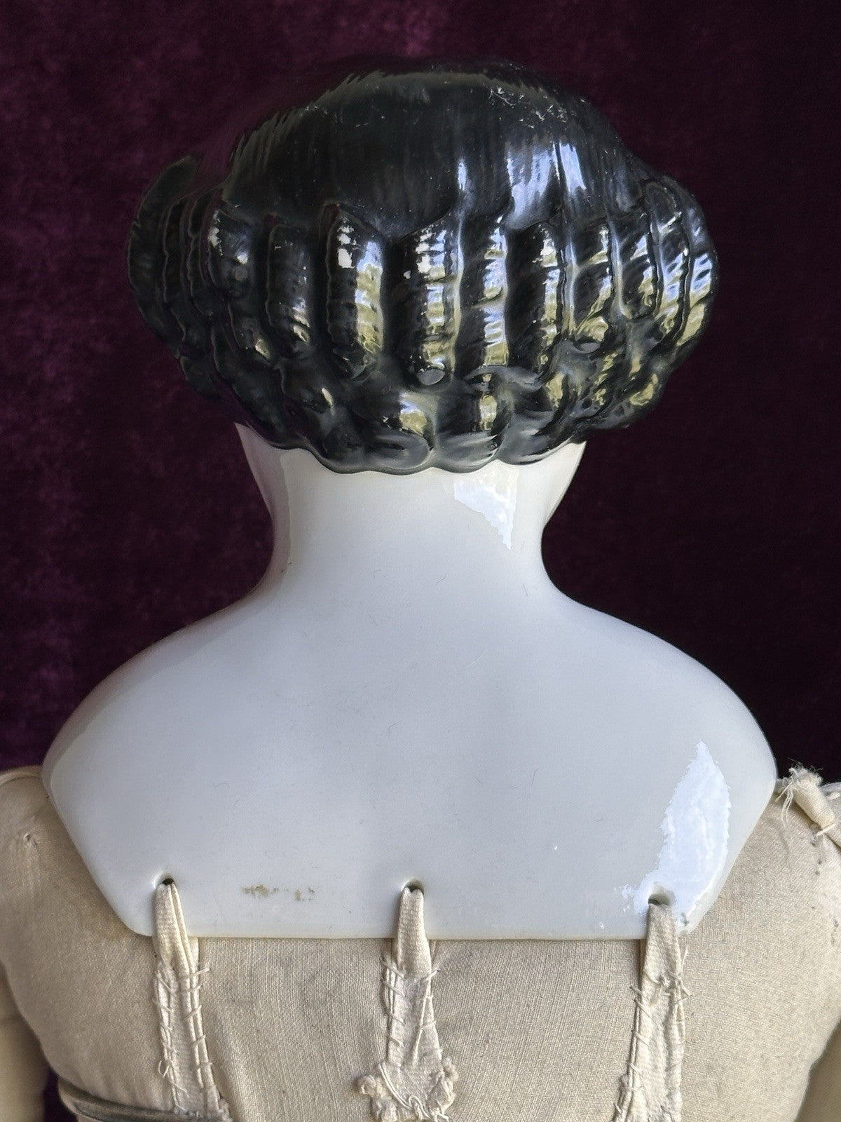 Antique German 25” Flat Top Highbrow China Shoulder Head Doll