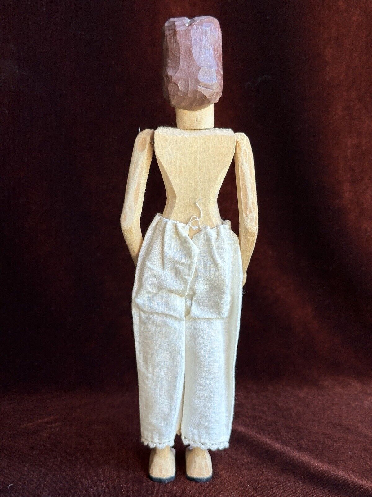 Vintage 10” Helen Bullard Signed Hand Carved Wooden Hitty Doll