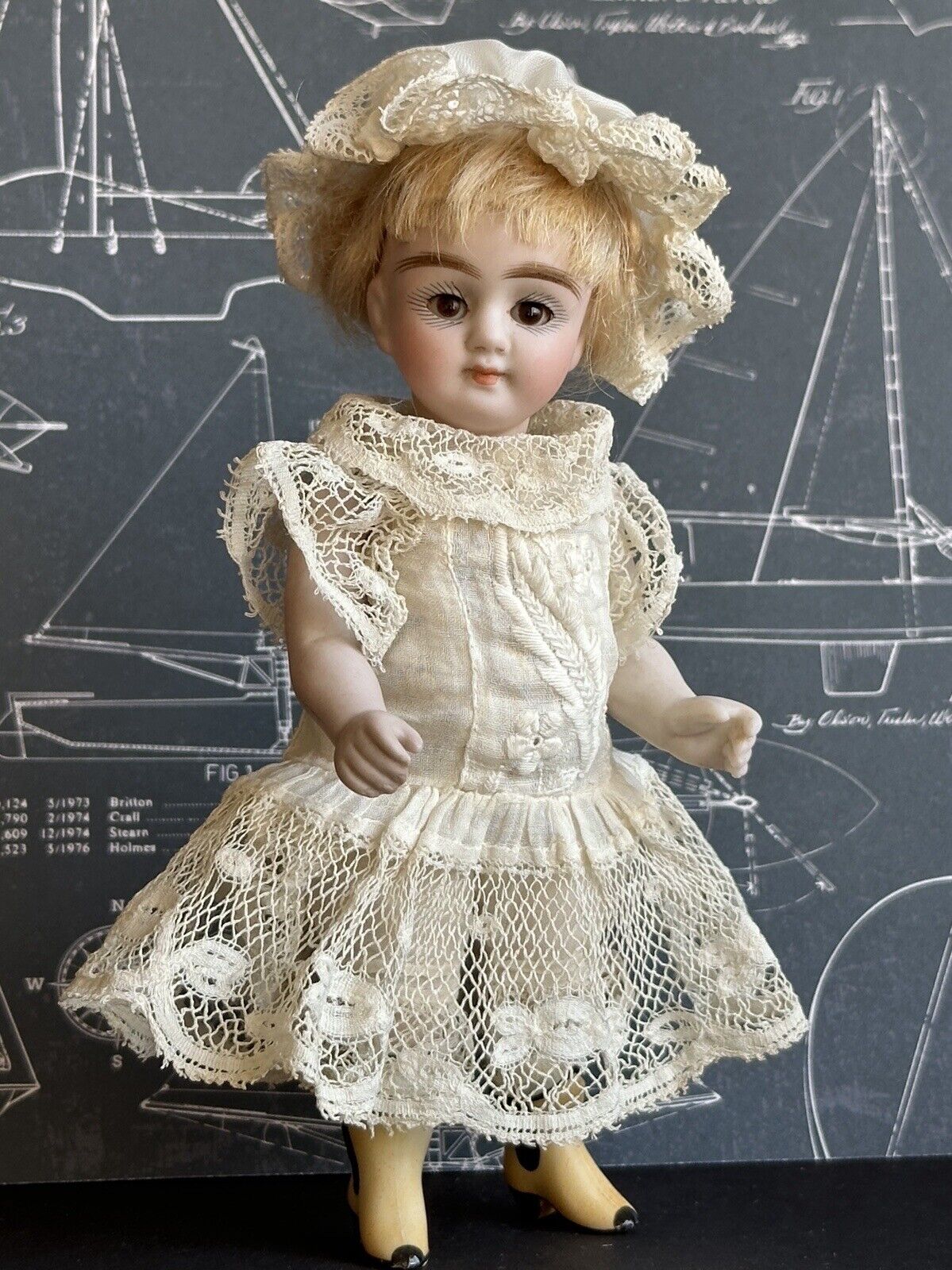 Rare Antique German 6” All Bisque Gebruder Kuhnlenz 96 Mignonette Doll