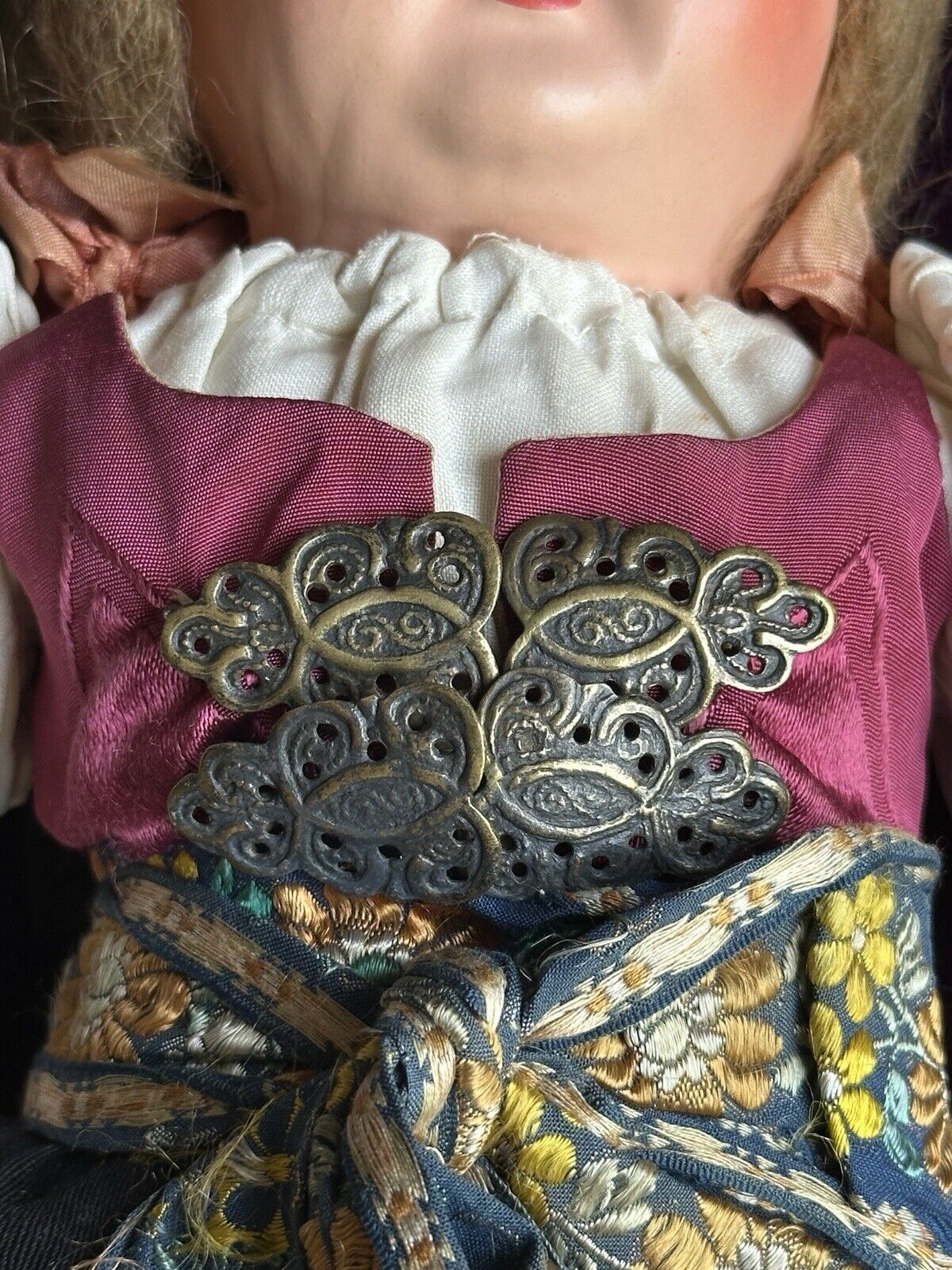 Antique Composition 23” Cloth Eastern European Boudoir Style Doll