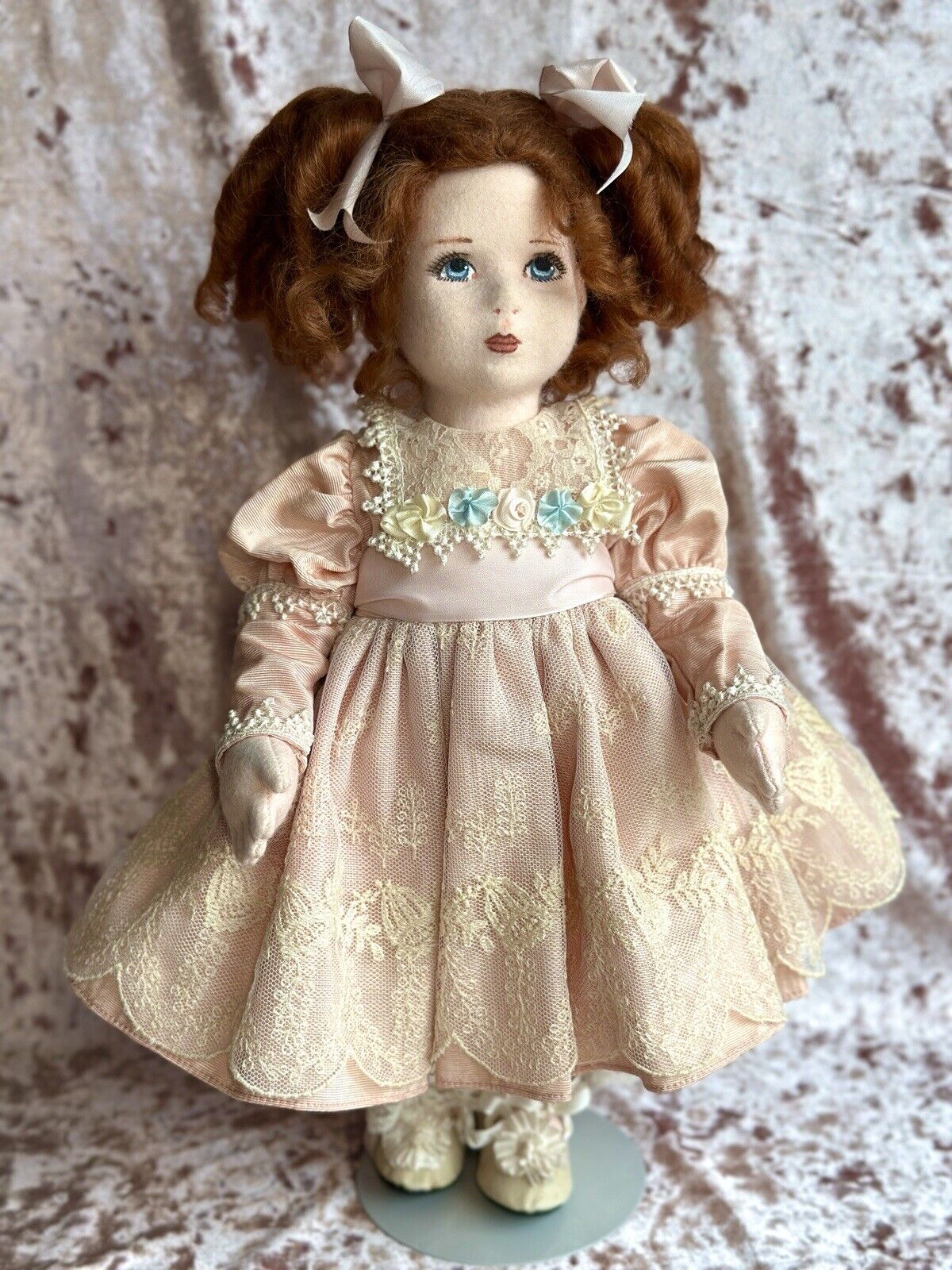 Artist Signed 15.5” Felt Cloth Girl American Beauty Doll By Shirley Peck LE 25