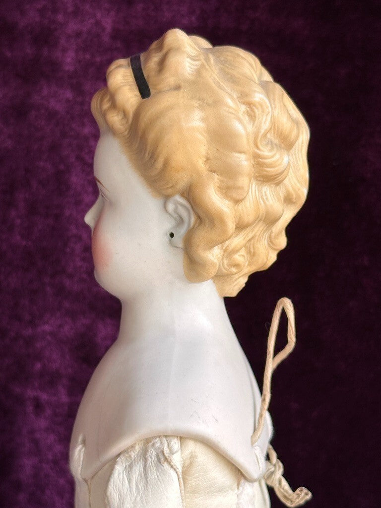Antique German 16.5” Parian China Bisque Shoulder Head Fashion Doll