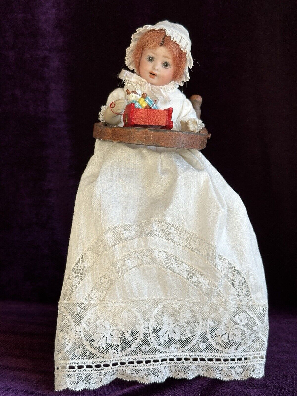 Antique German 8” Hermann Steiner Miniature Bisque Head Baby Doll