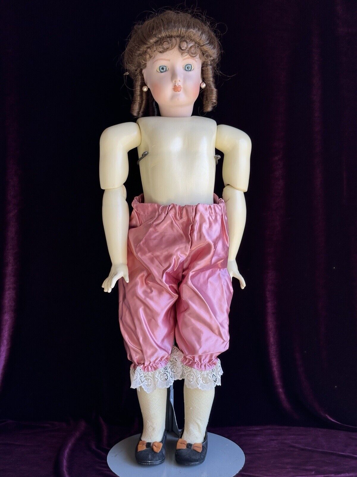Large Vintage 31” Porcelain Reproduction of Antique French Fashion Doll