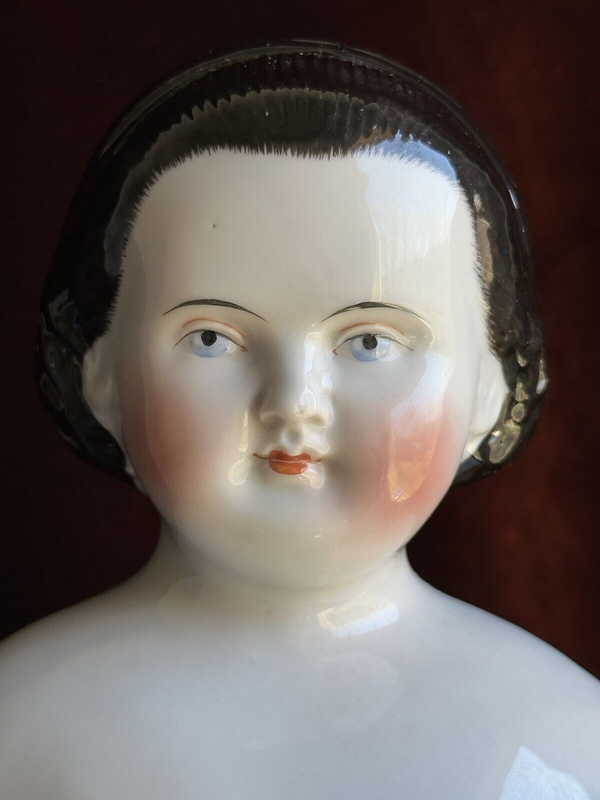 Antique German 21” Alice Hairdo with Snood Brunette China Shoulder Head Doll