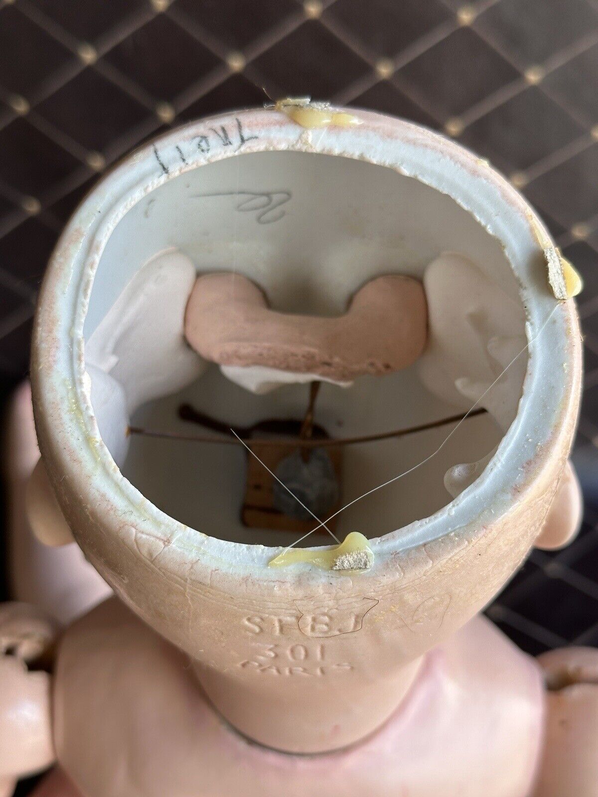 Large Antique French 26” SFBJ 301 Bisque Head Bride Doll Working Crier