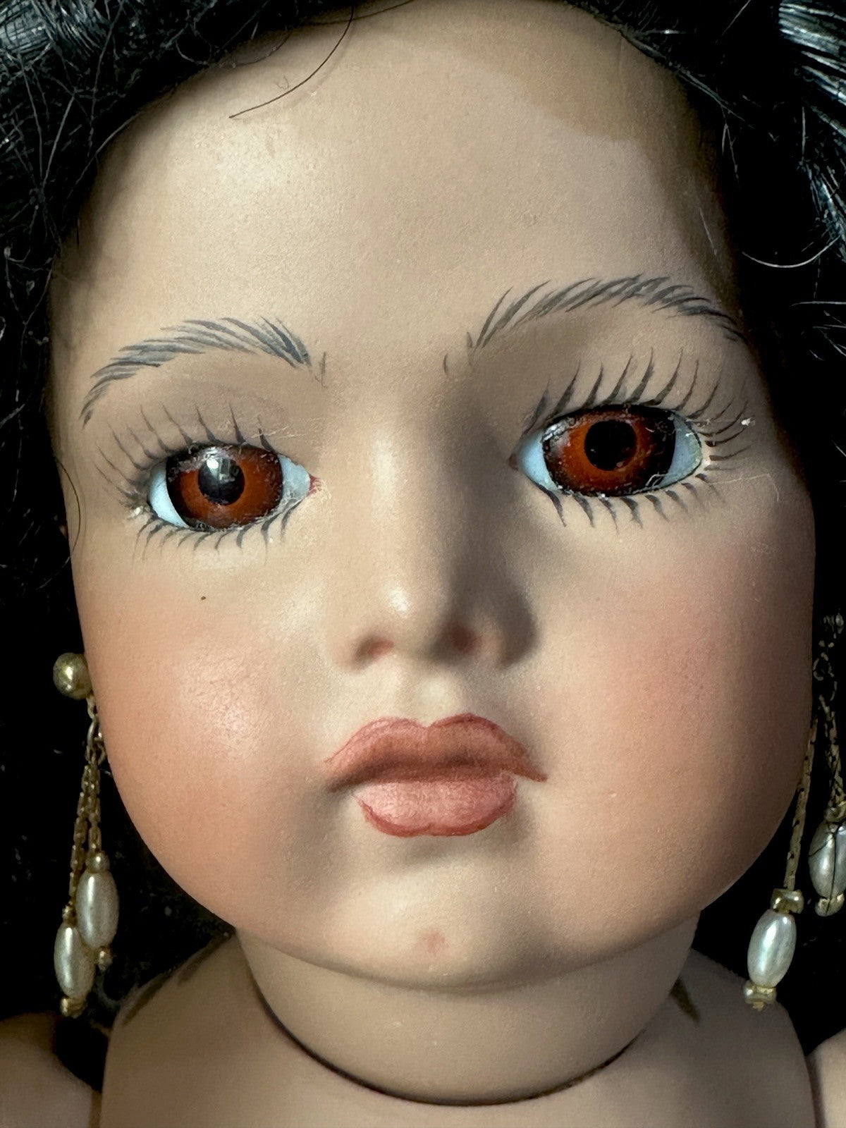 Vintage All Porcelain Reproduction of Antique French Bru Jne 13” Doll