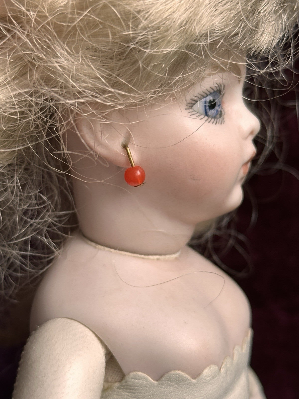 Vintage 9” Artist Reproduction of Antique French Bru Jne Porcelain Leather Doll
