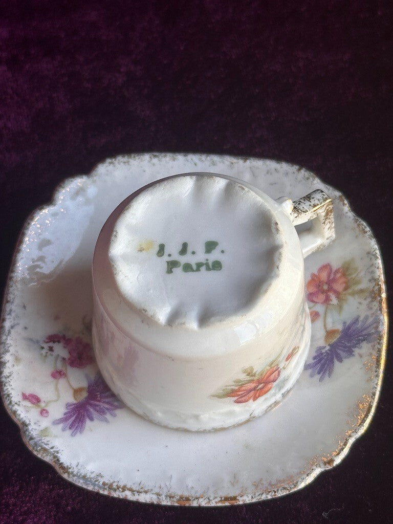Antique All Original French Doll China Tea Service Set in Presentation Box