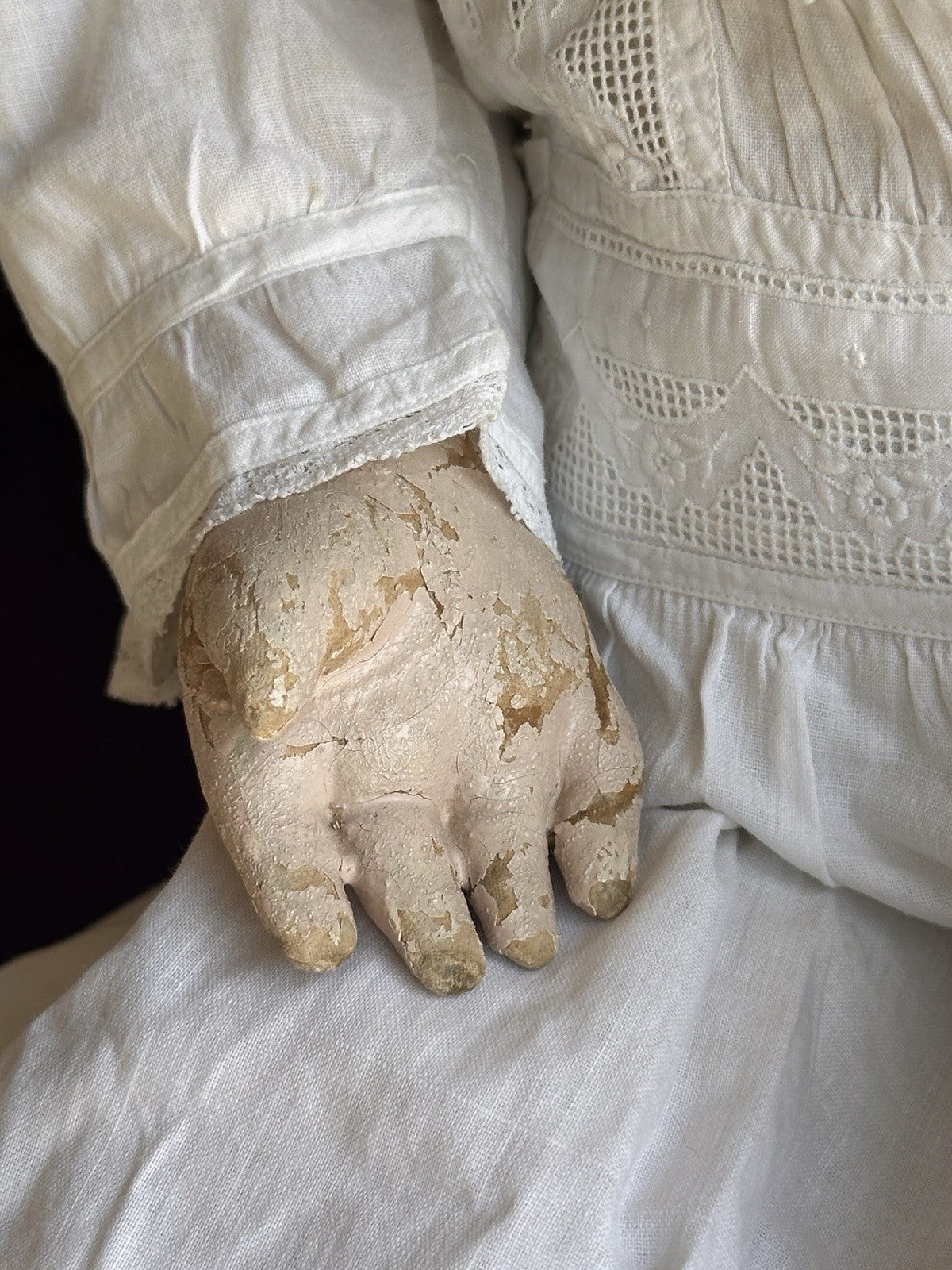 Rare Large Antique American 22” Gertrude Rollinson Oil Painted Cloth Baby Doll