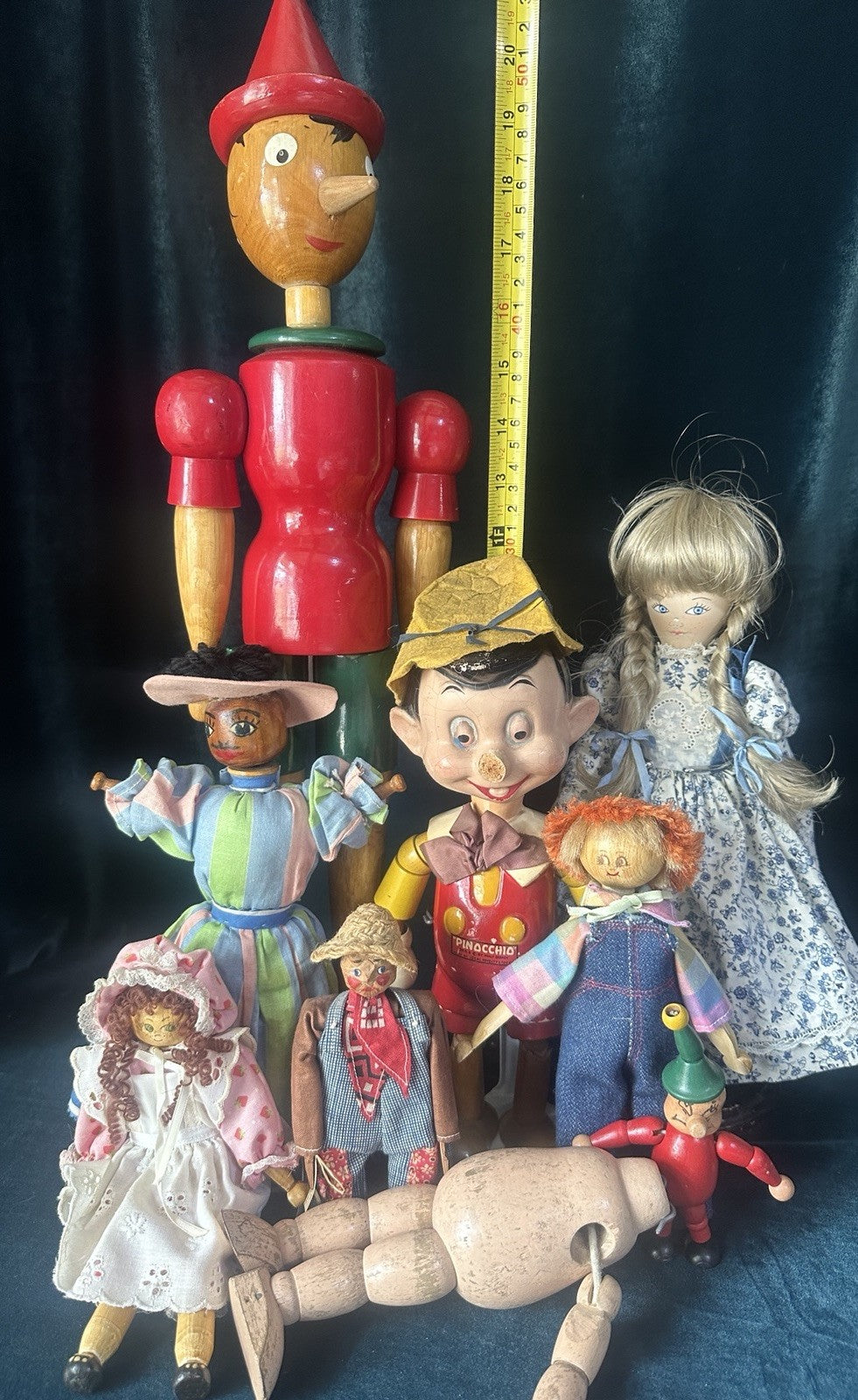 Lot Of 9 Wooden Collectible Dolls Including Ideal Company Disney’s Pinocchio
