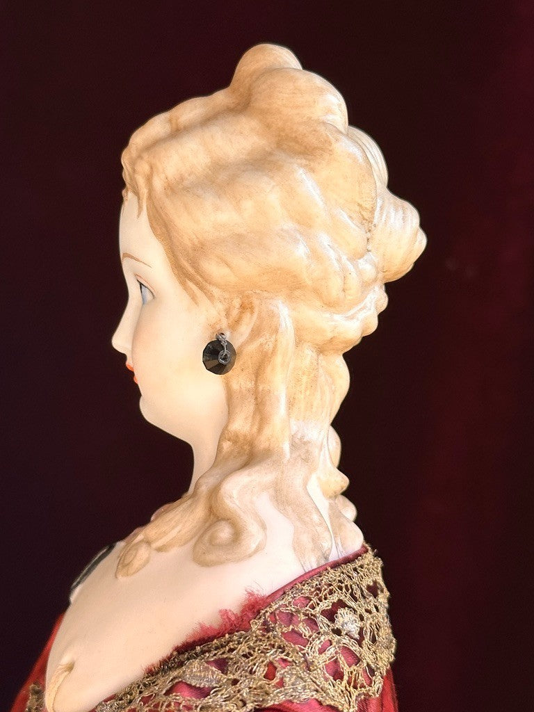 Vintage 16” Porcelain Parian China Pierced Ears Fashion Doll