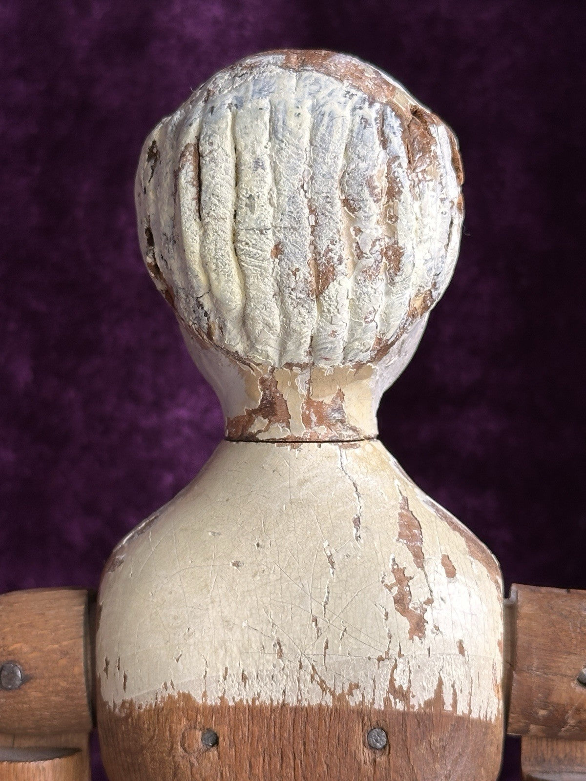 Rare Early American 15” Joel Ellis Metal Wood Jointed Doll