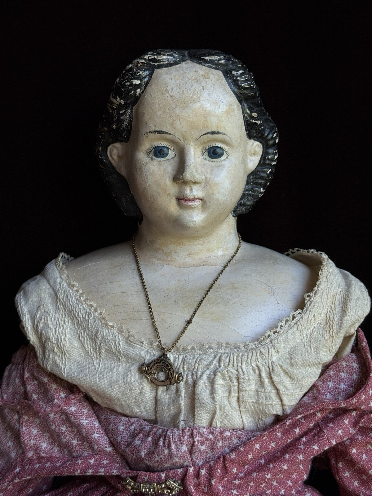 Large Antique American 28” Greiner Papier Mache Head #10 Doll Original Label