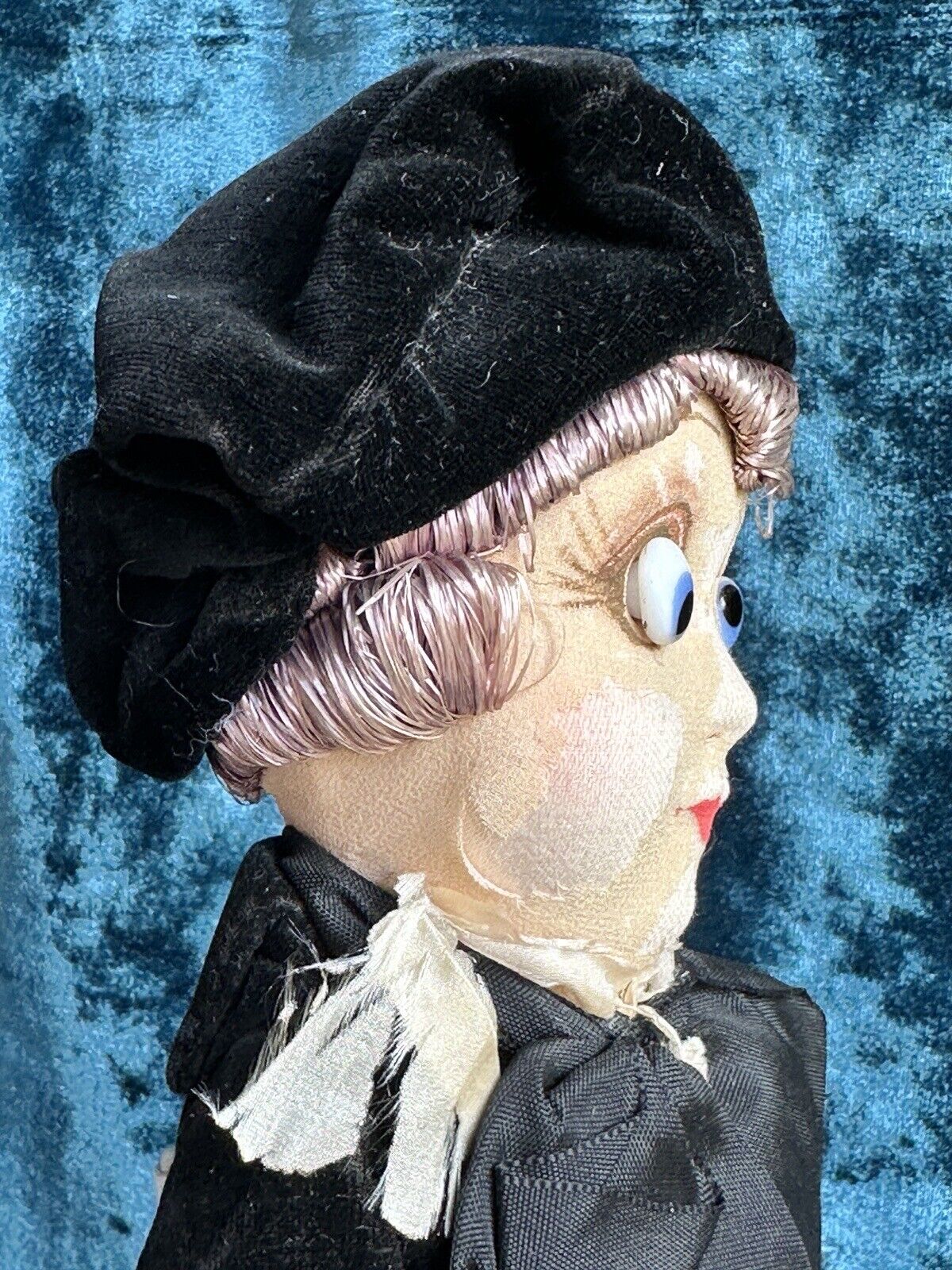 Pair of Rare 13” Antique French Calvaire Cloth Googly Eyes Dolls
