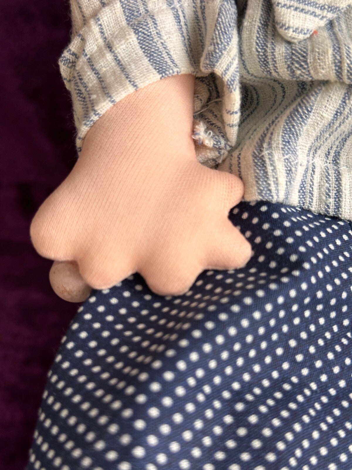 Lot of 2 Vintage Handmade Cloth Felt Dolls