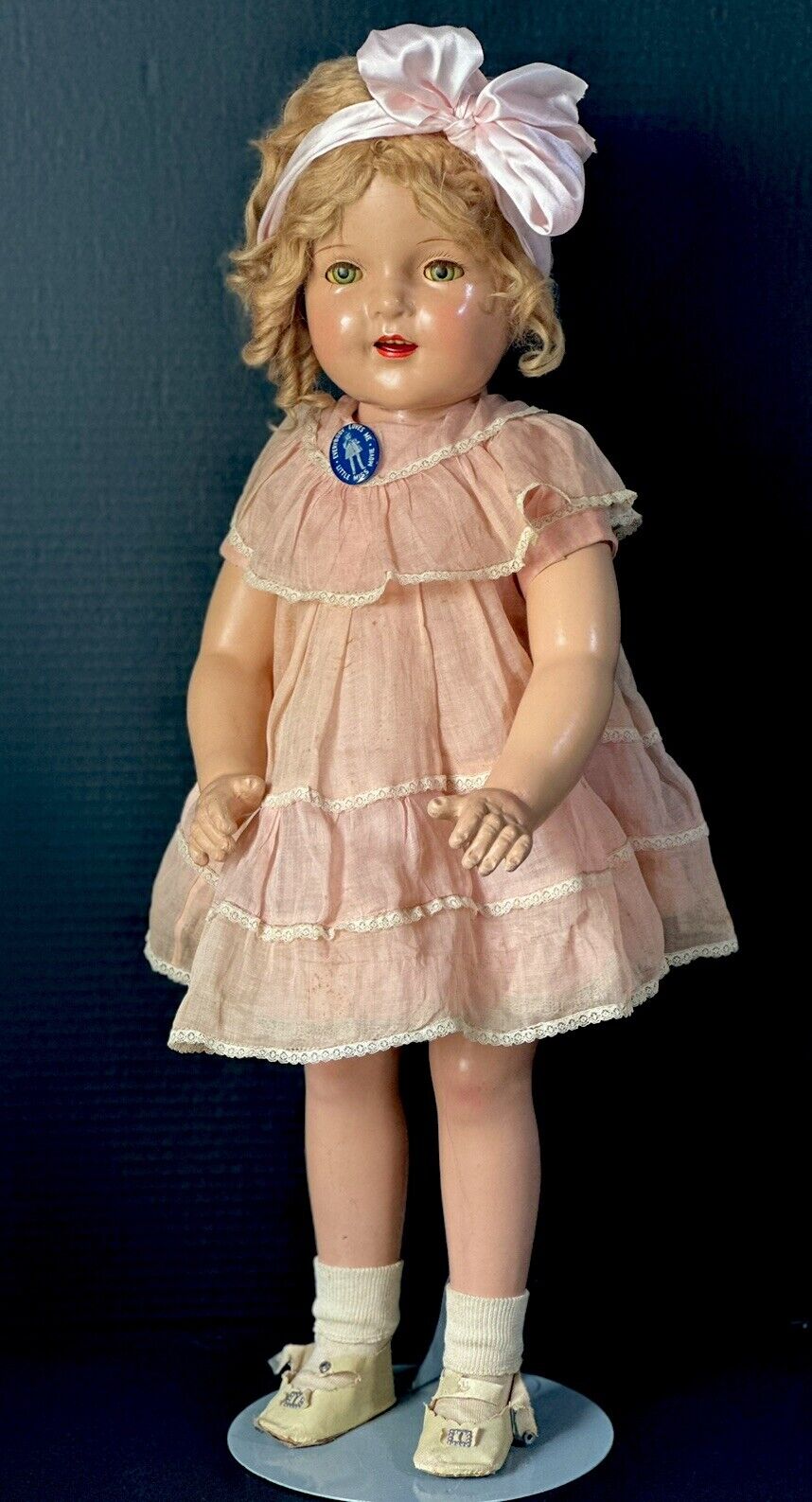 Vintage Unmarked Eegee Shirley Temple Look-alike 27” Composition Doll