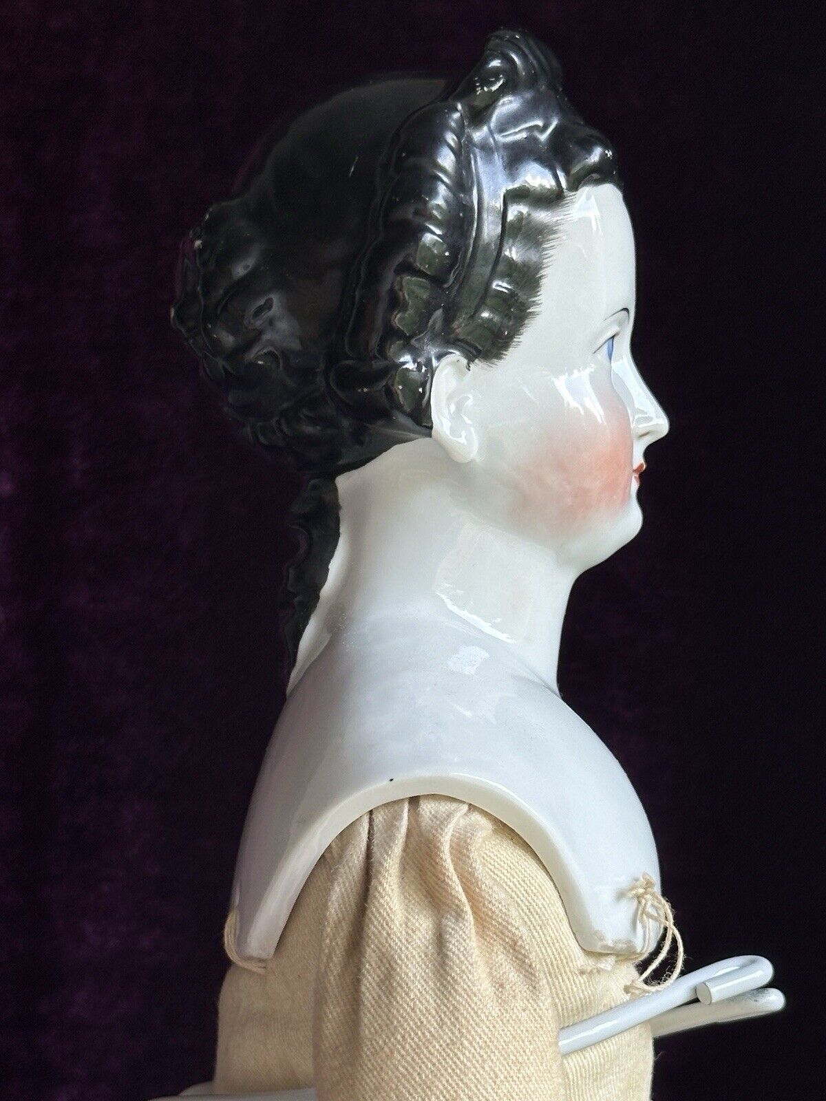 Very Rare Large 25.5” Antique German Brunette China Shoulder Head Doll