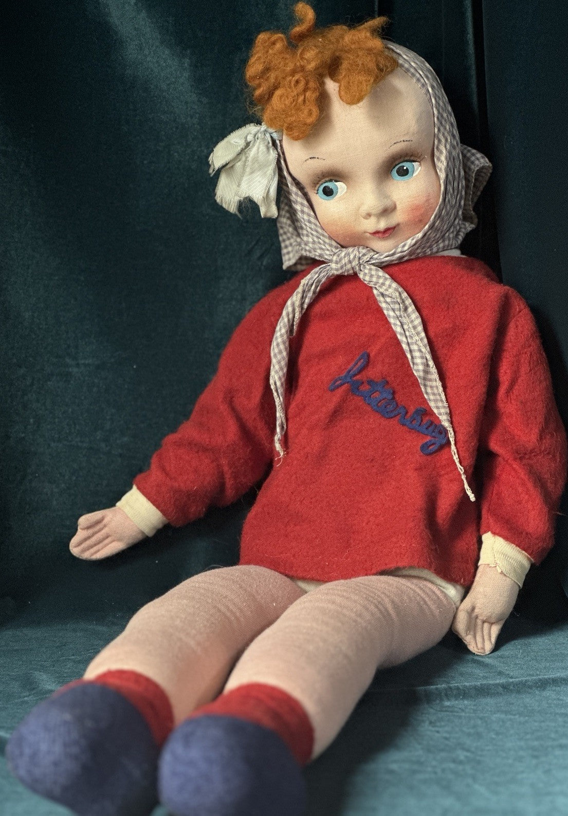 Lot Of 3 Vintage Stuffed Cloth 16”; 22” and 33” Dolls