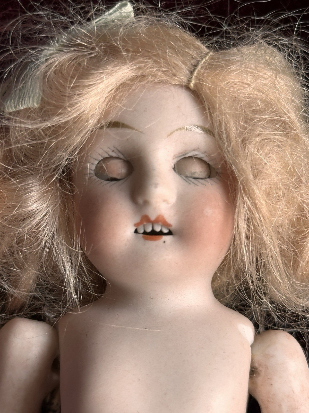 Antique German 6” All Bisque Mignonette Doll